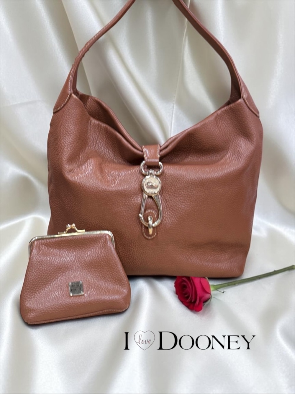 Dooney & Bourke Pebble Grain Logo Lock Shoulder Bag & Kiss-Lock Coin Purse Set